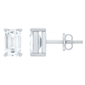Lab Grown Diamond Emerald Cut Stud Earrings in Silver
