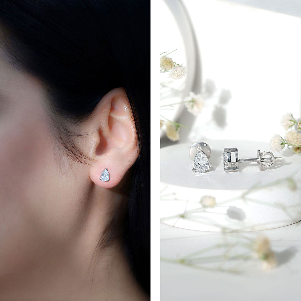 Certified 0.7 Carat Lab Grown Diamond Stud Earrings in Sterling Silver