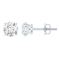 Certified One Carat Cubic Zirconia Solitaire Stud Earrings in Silver