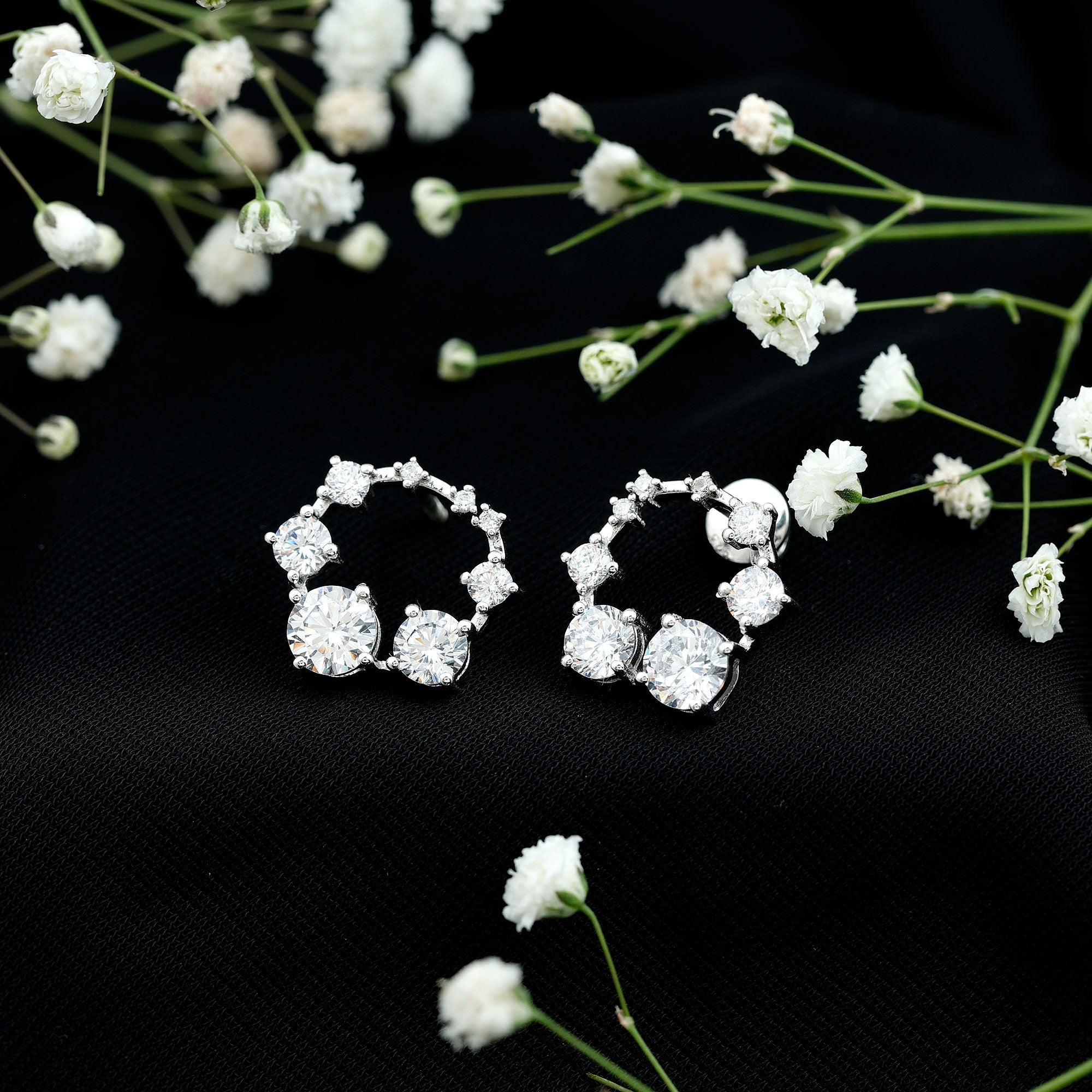 Cubic Zirconia Big Stud Earrings with Screw Backs