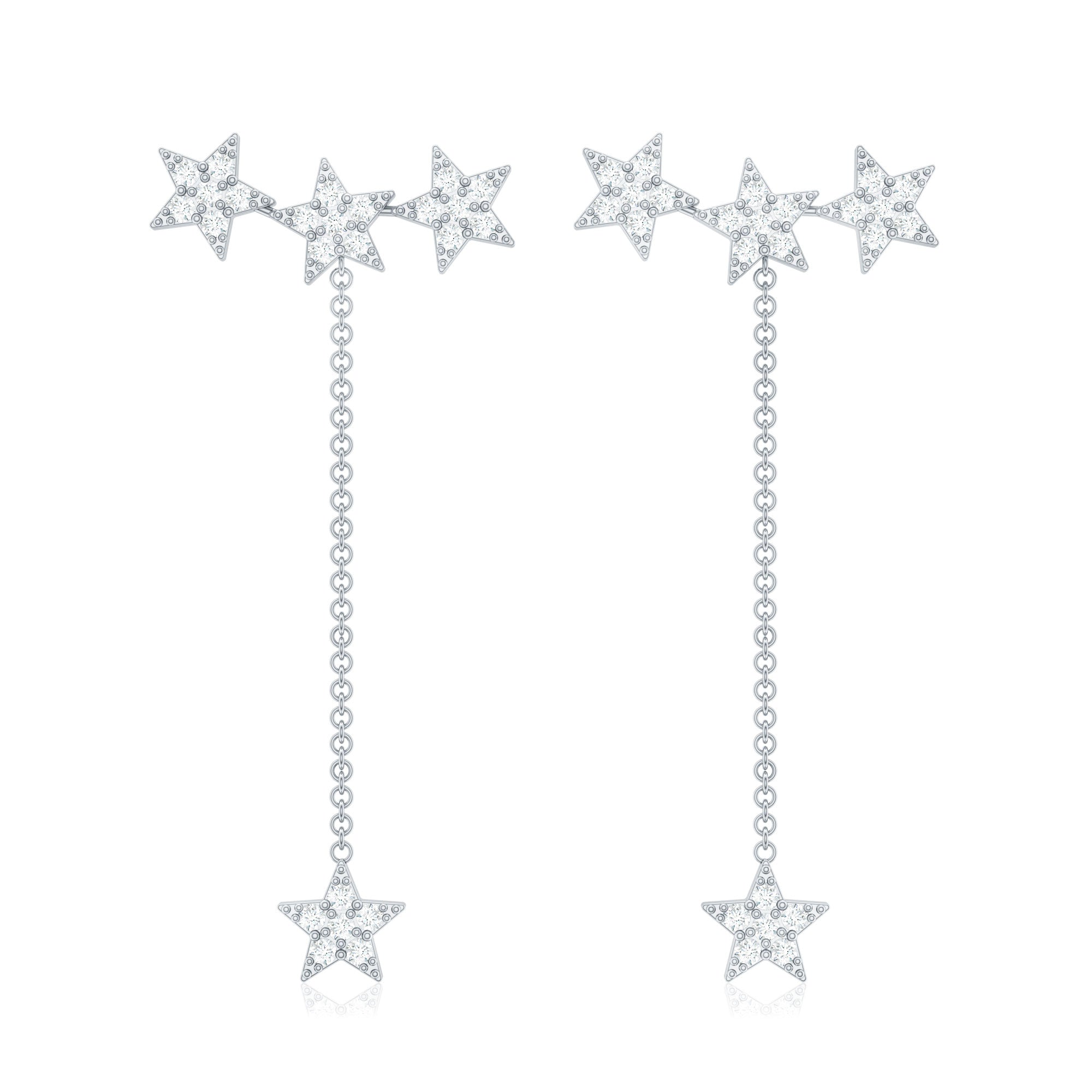 Natural Diamond Star Dangle Earrings