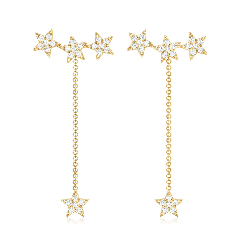 Natural Diamond Star Dangle Earrings