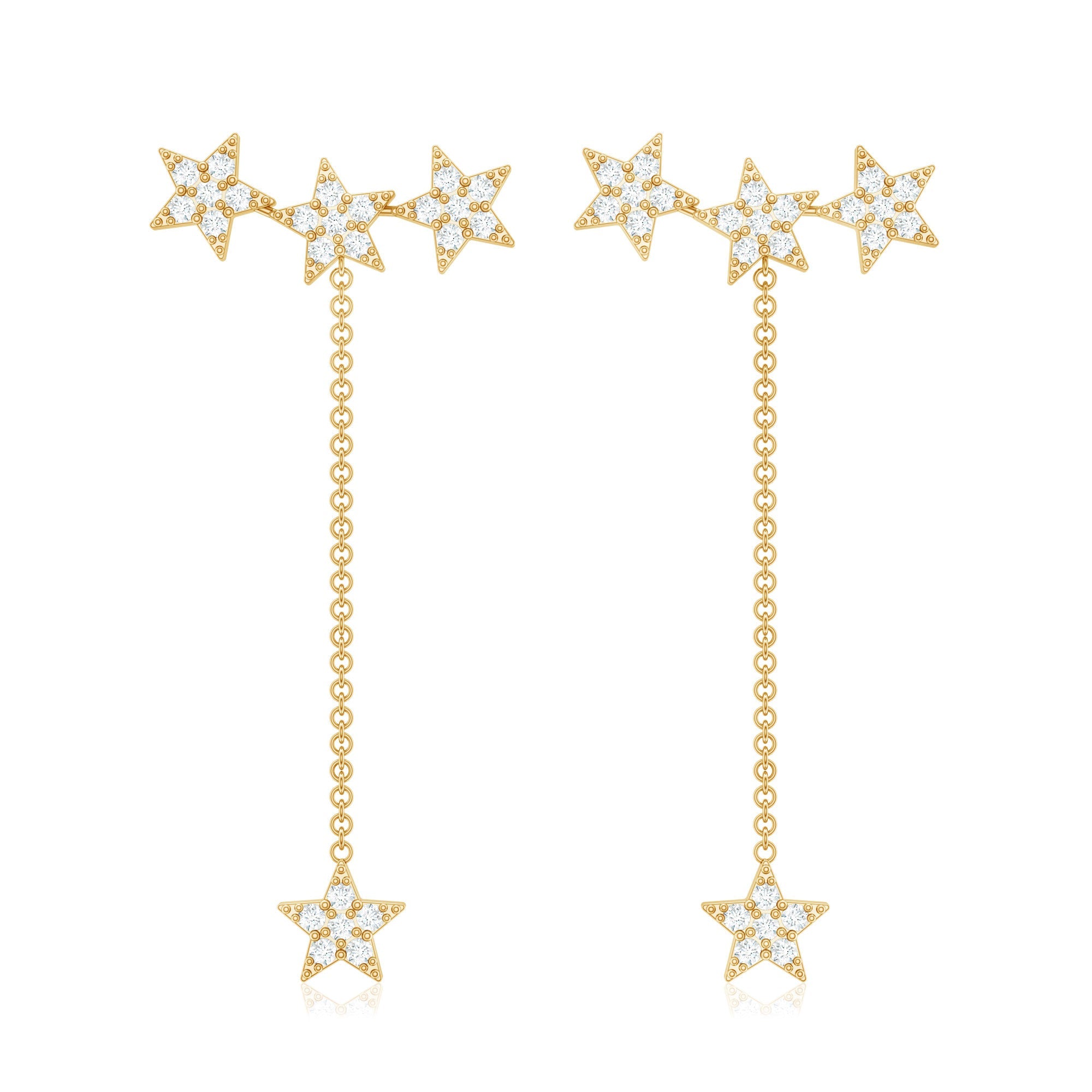 Natural Diamond Star Dangle Earrings