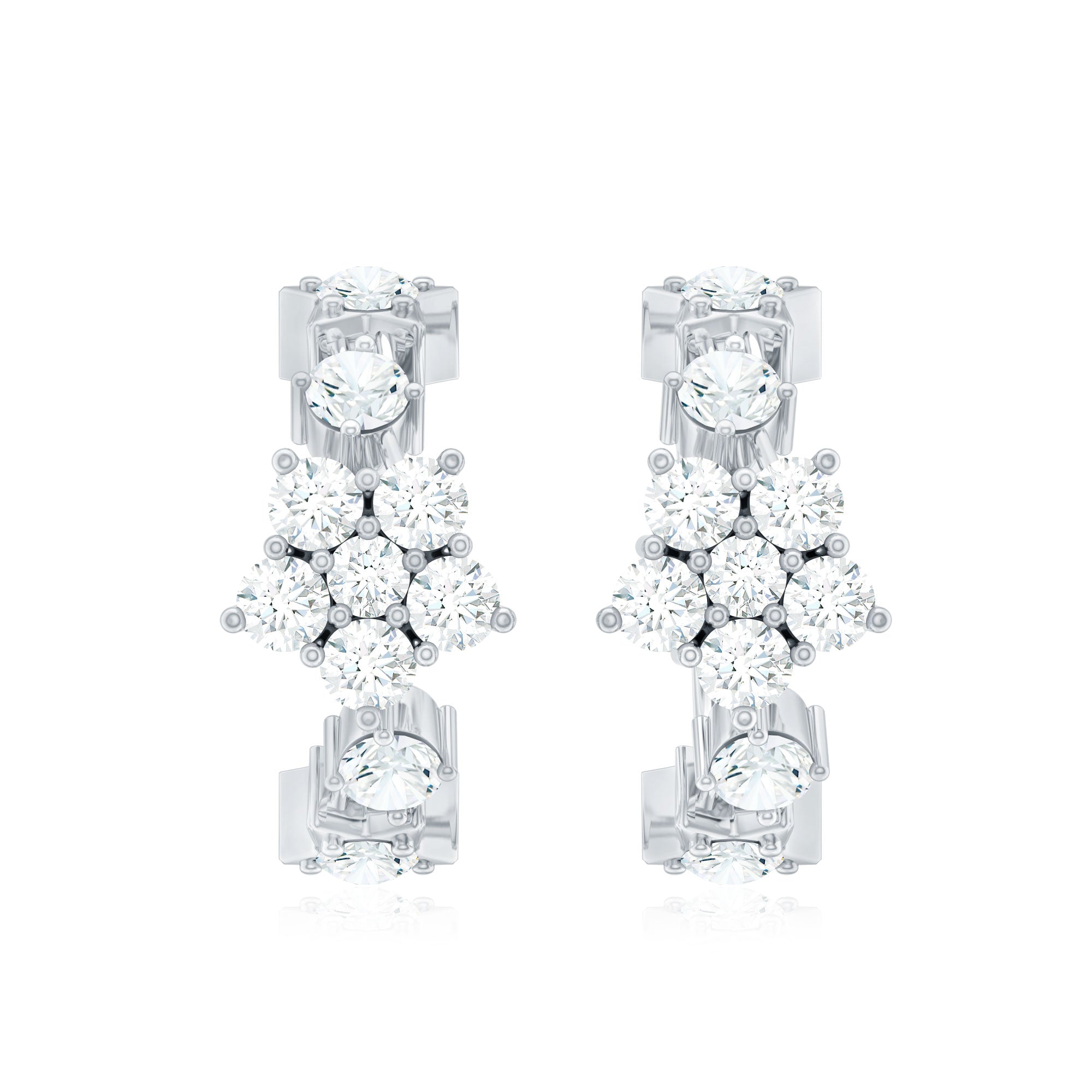 Certified Diamond Flower Hoop Earrings For Women
