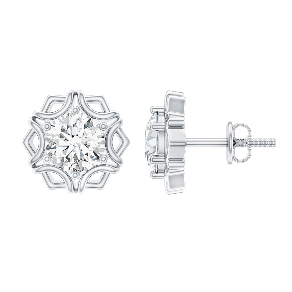 Lab Grown Diamond 1 Carat Stud Earrings With Screw Back