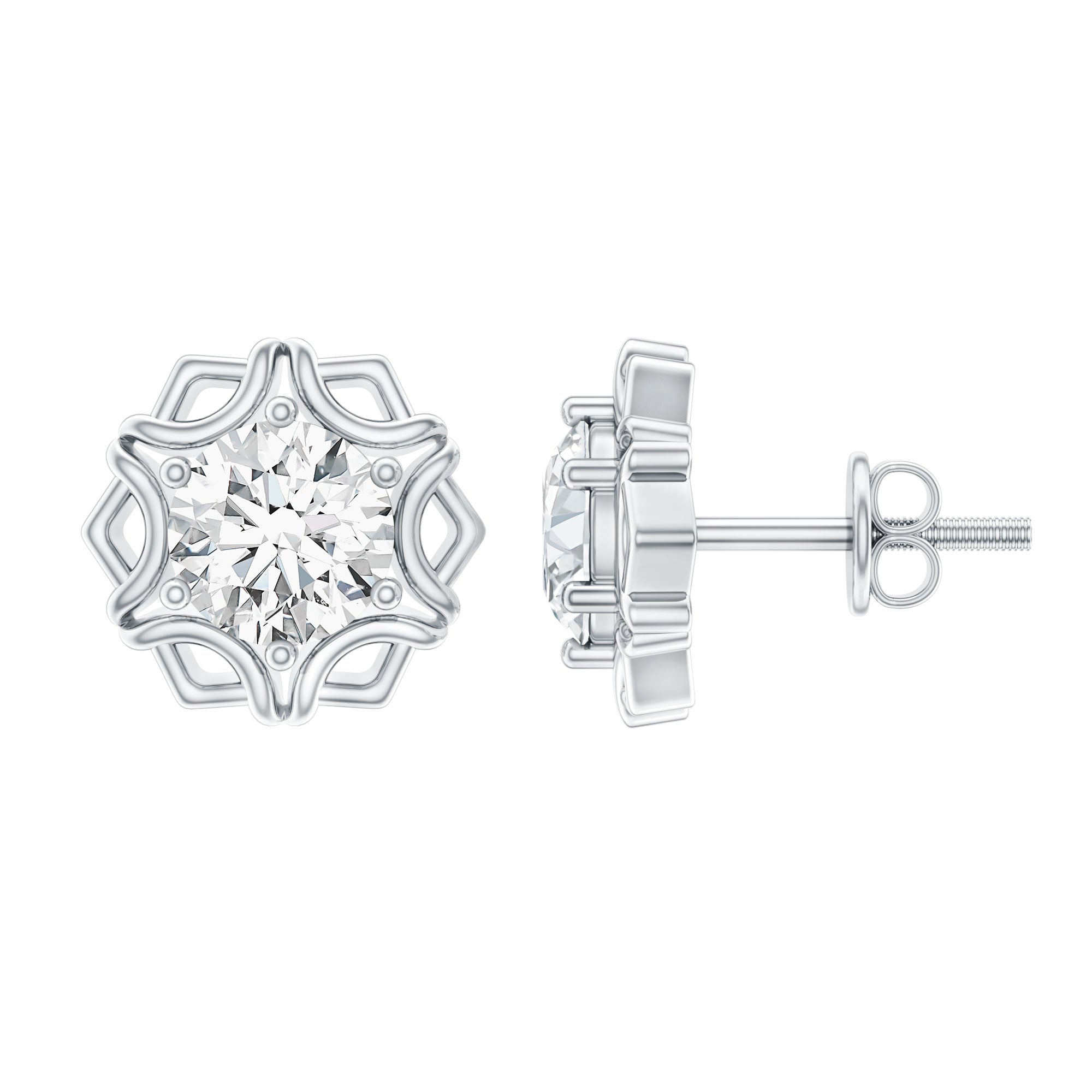 Lab Grown Diamond 1 Carat Stud Earrings With Screw Back