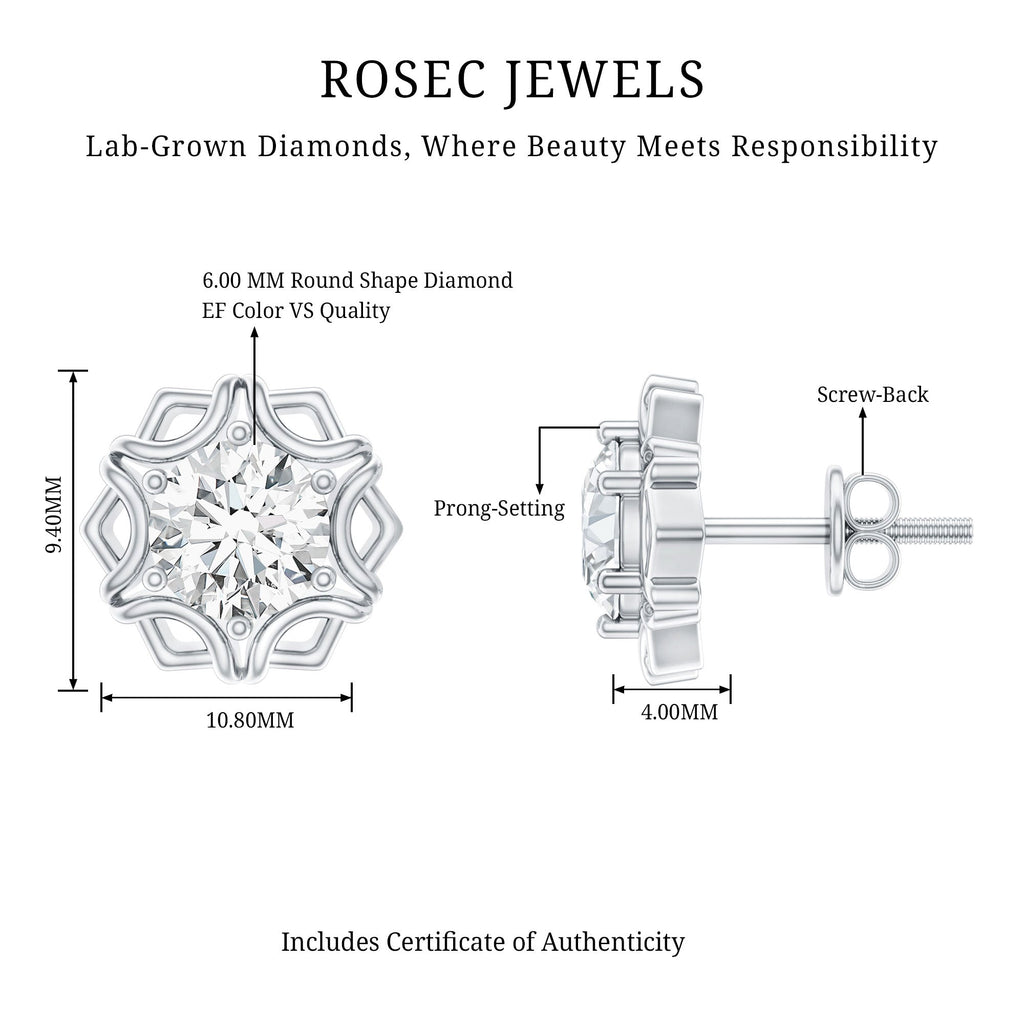 Lab Grown Diamond 1 Carat Stud Earrings With Screw Back