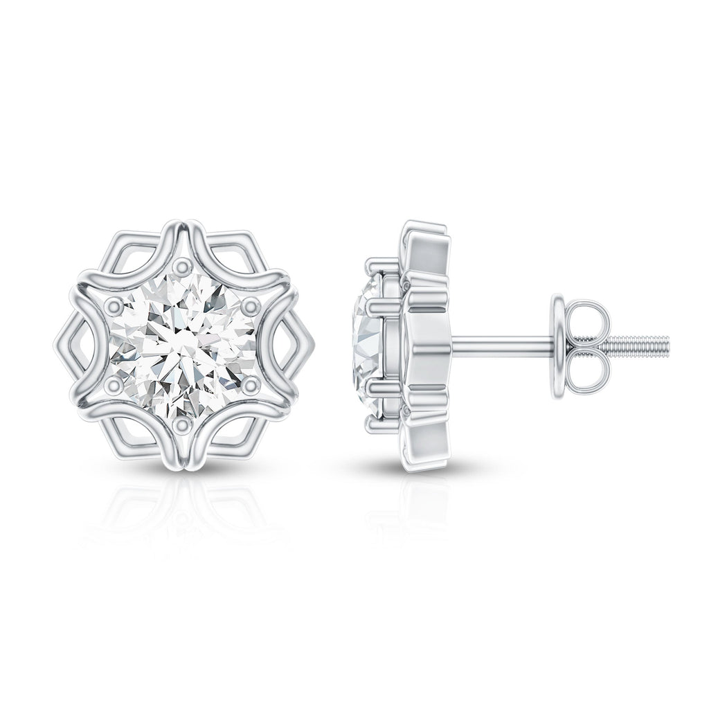 Lab Grown Diamond 1 Carat Stud Earrings With Screw Back