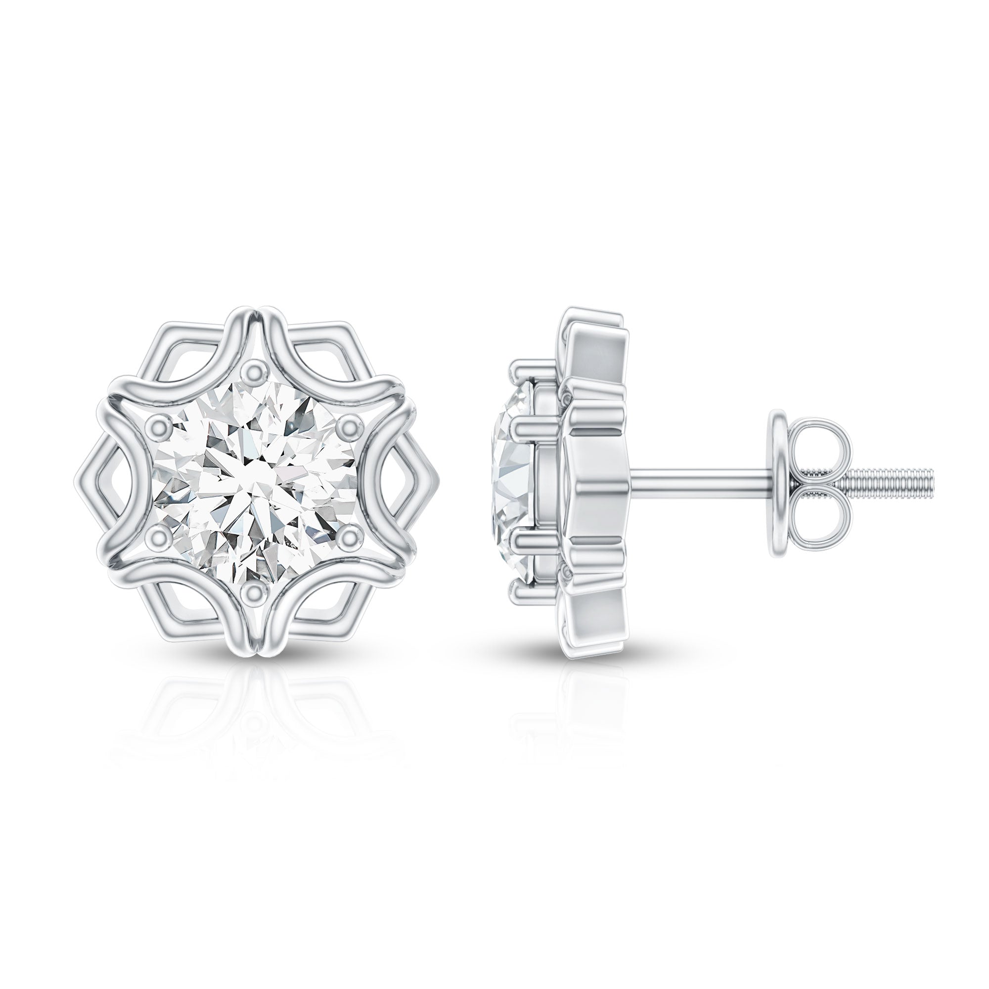Lab Grown Diamond 1 Carat Stud Earrings With Screw Back