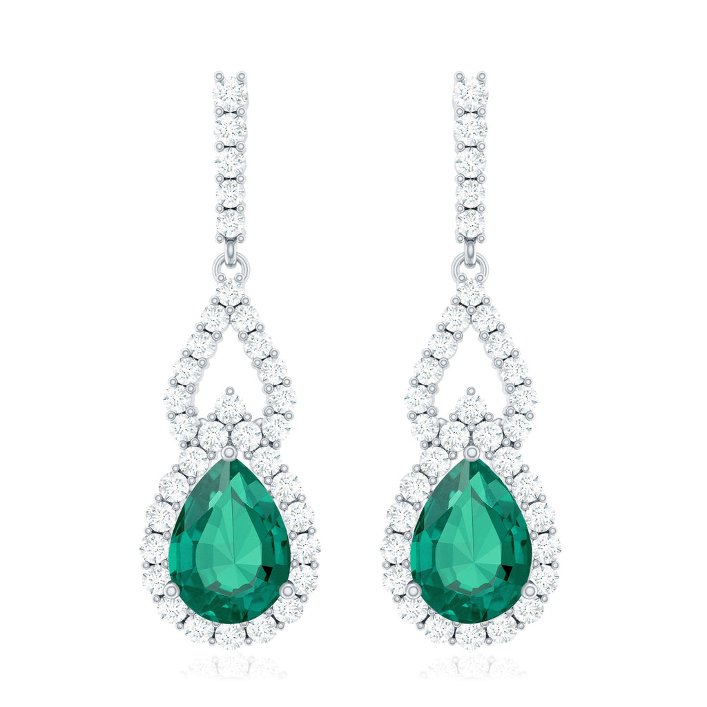 Lab Grown Emerald Vintage Style Earrings with Diamond