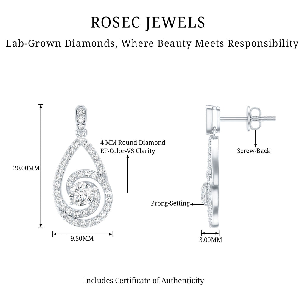 Lab Grown Diamond Swirl Earrings With Screw Back