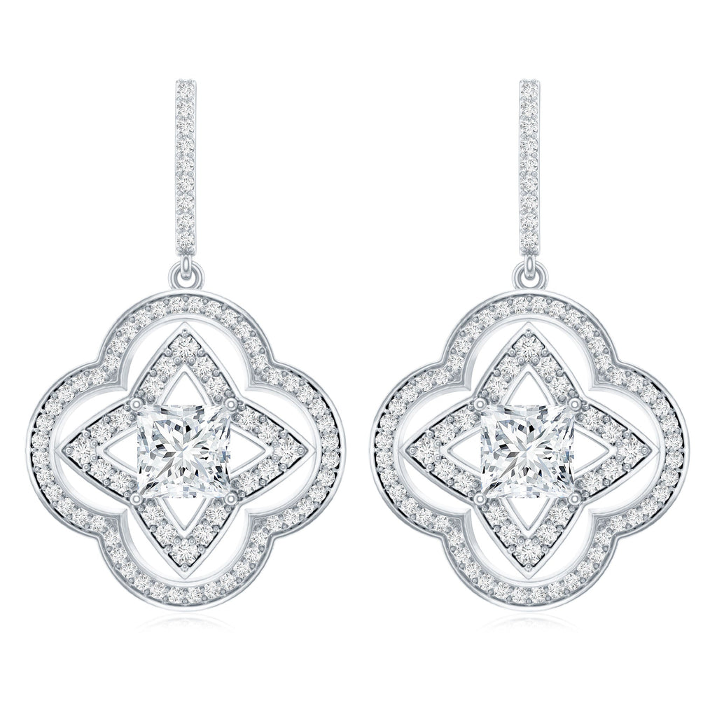 Certified Lab Grown Diamond Floral Drop Earrings