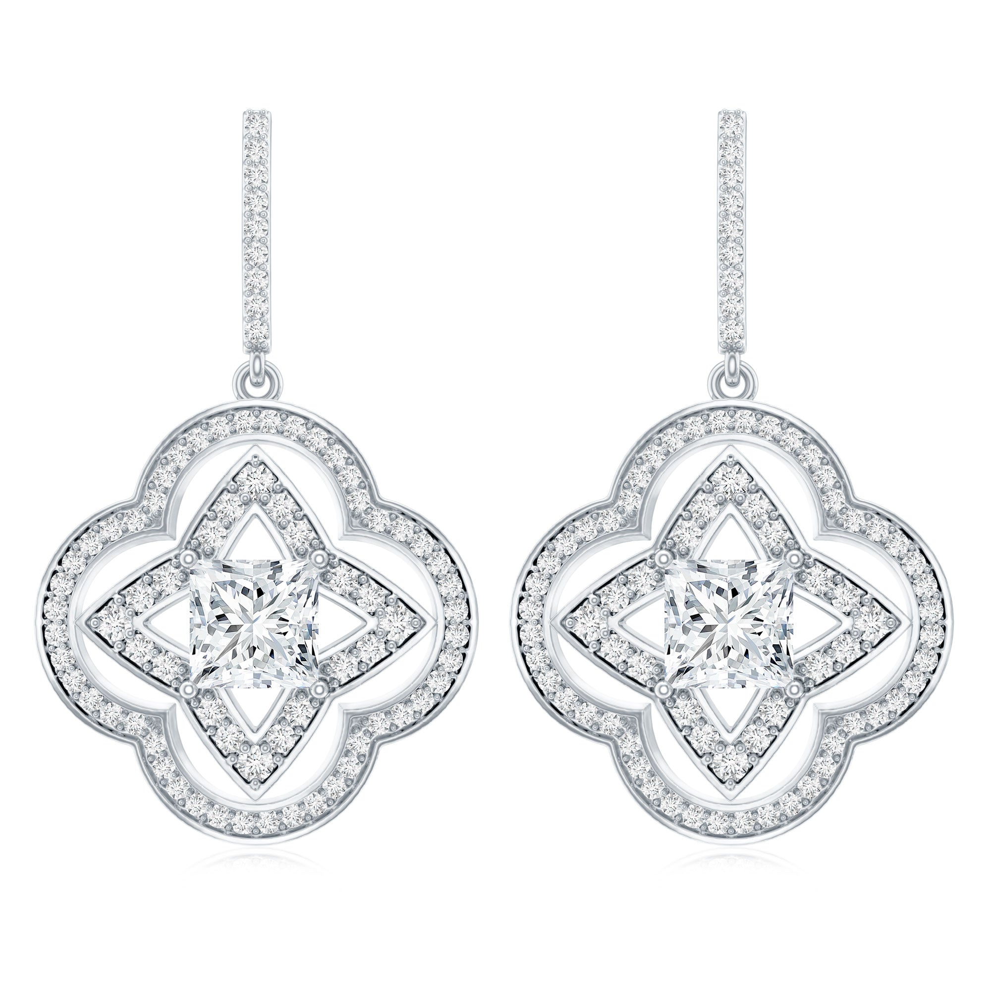 Certified Lab Grown Diamond Floral Drop Earrings
