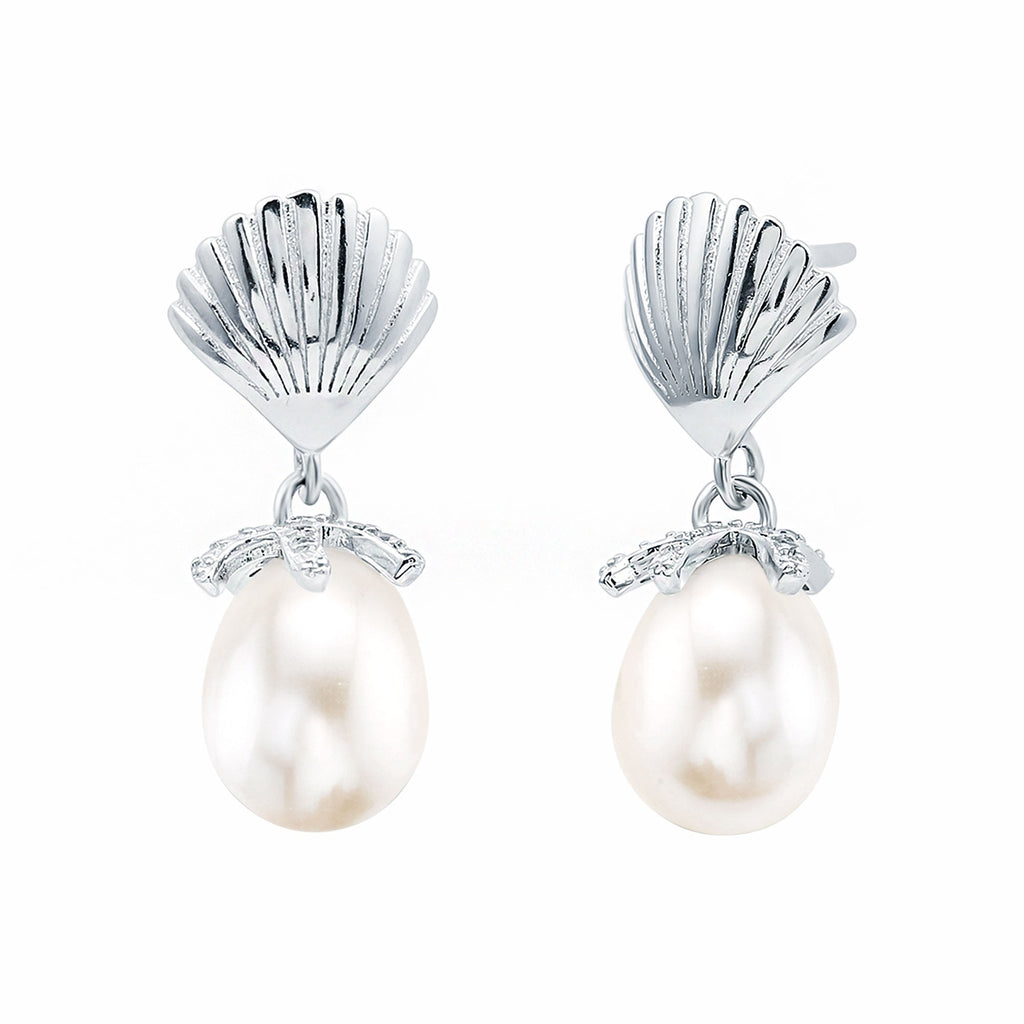 Sterling Silver 12 Carat Freshwater Pearl Drop Earrings with Certificate