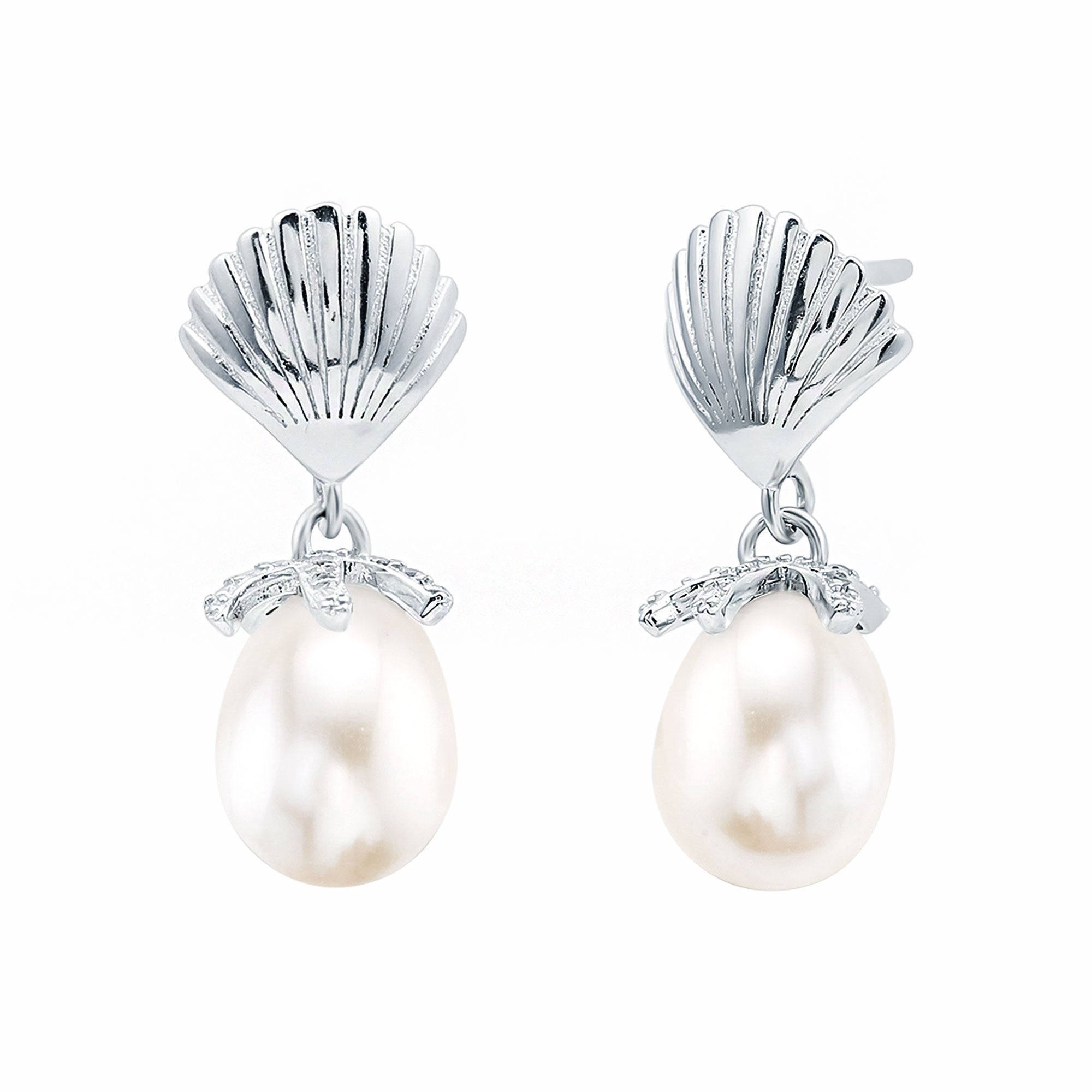 Sterling Silver 12 Carat Freshwater Pearl Drop Earrings with Certificate