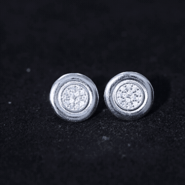 Sterling Silver Cubic Zirconia Cluster Earrings in Illusion Set
