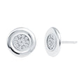 Sterling Silver Cubic Zirconia Cluster Earrings in Illusion Set