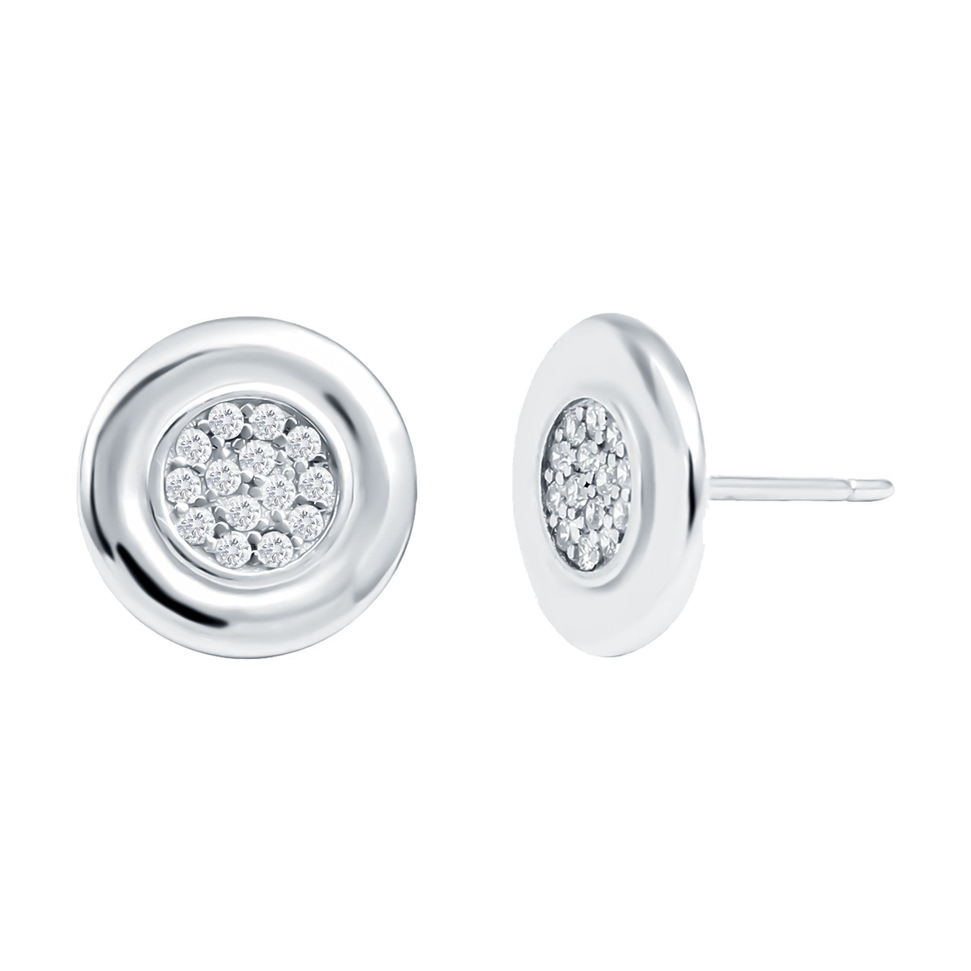 Sterling Silver Cubic Zirconia Cluster Earrings in Illusion Set