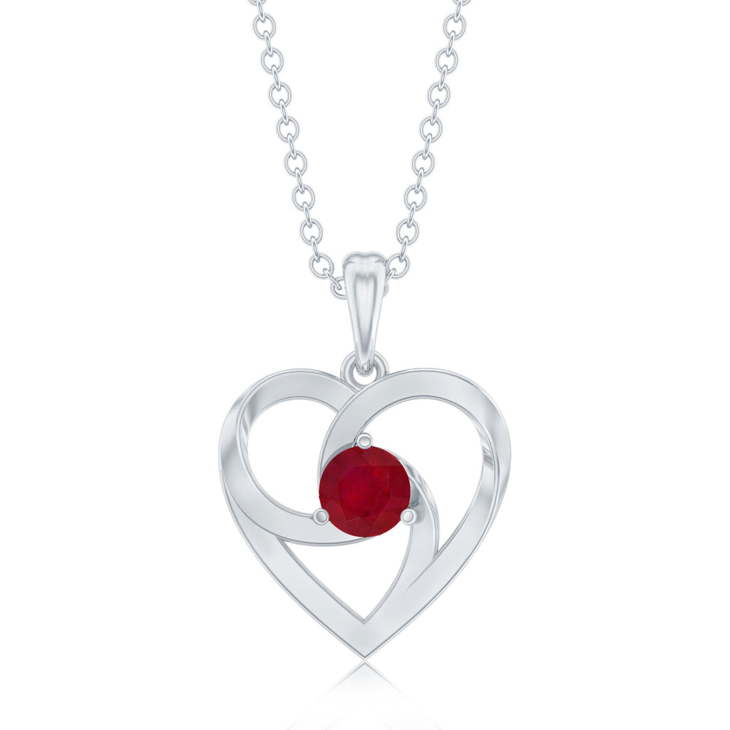 0.25 Carat Round Cut Solitaire Ruby Heart Pendant Necklace