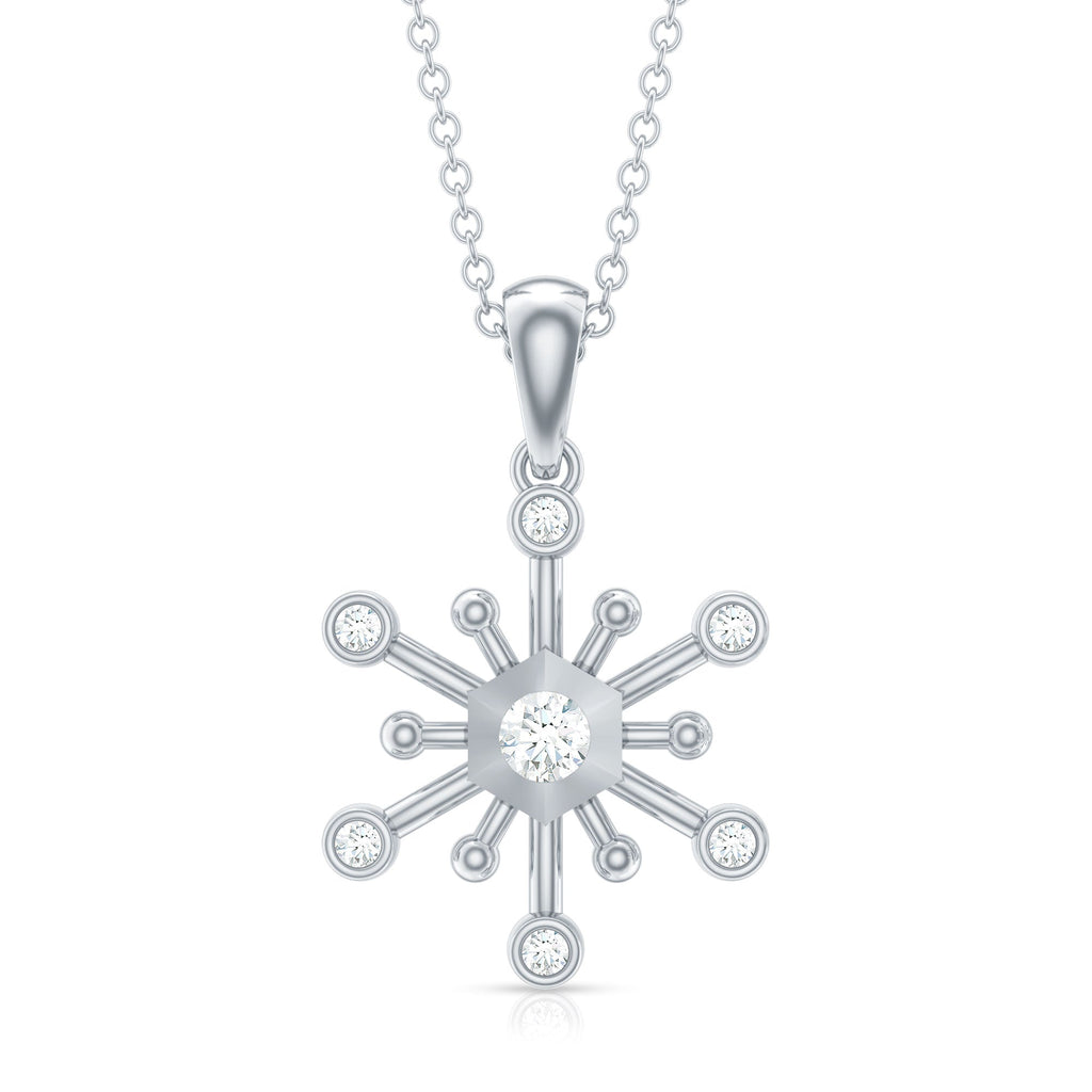 Diamond Snowflake Pendant Necklace for Women