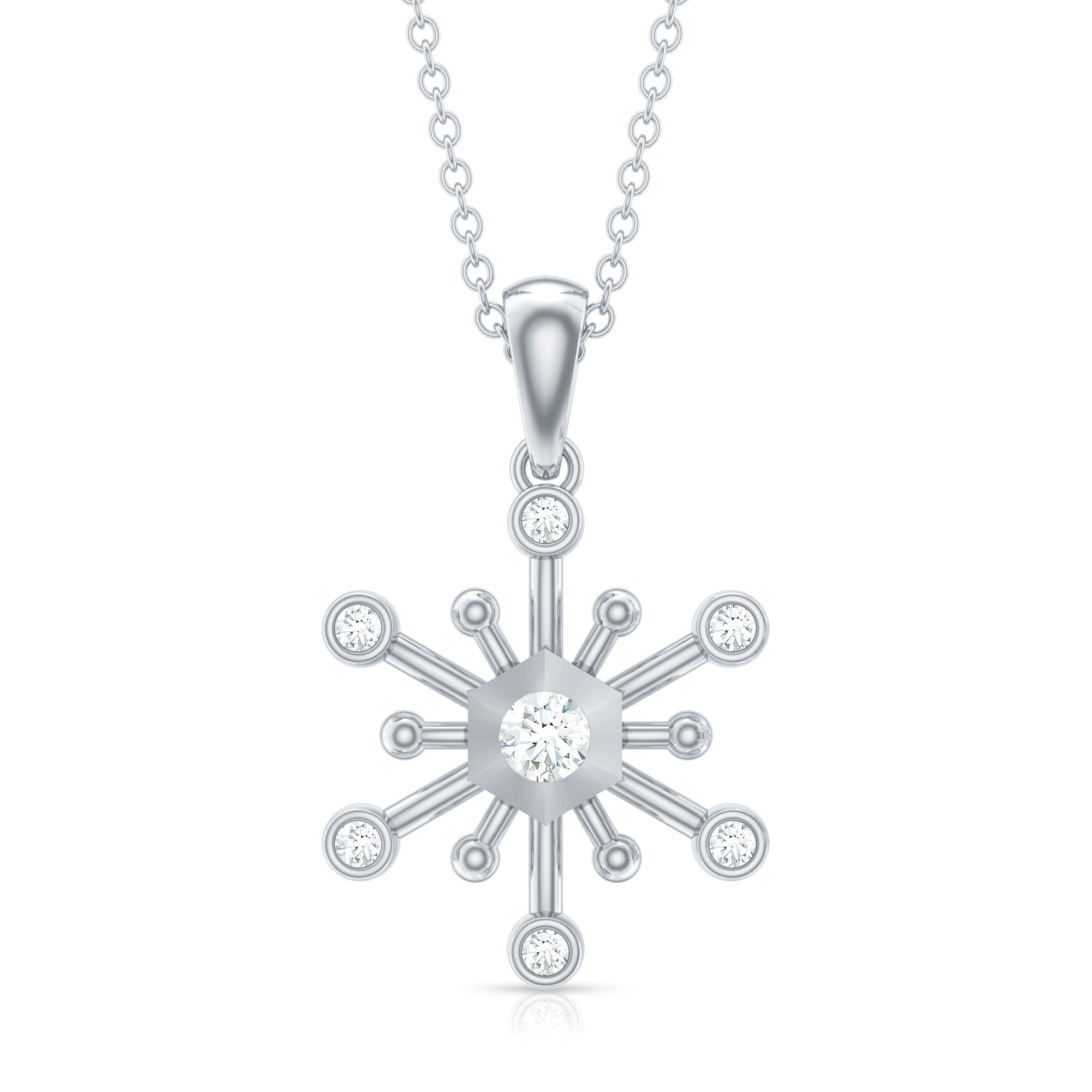 Diamond Snowflake Pendant Necklace for Women