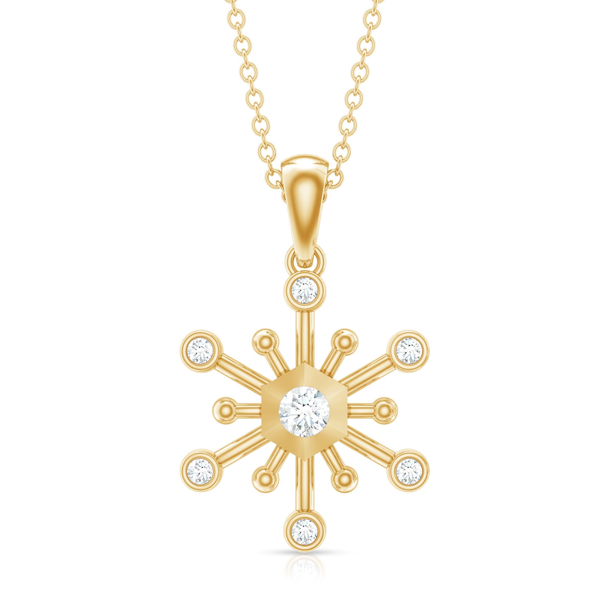 Diamond Snowflake Pendant Necklace for Women