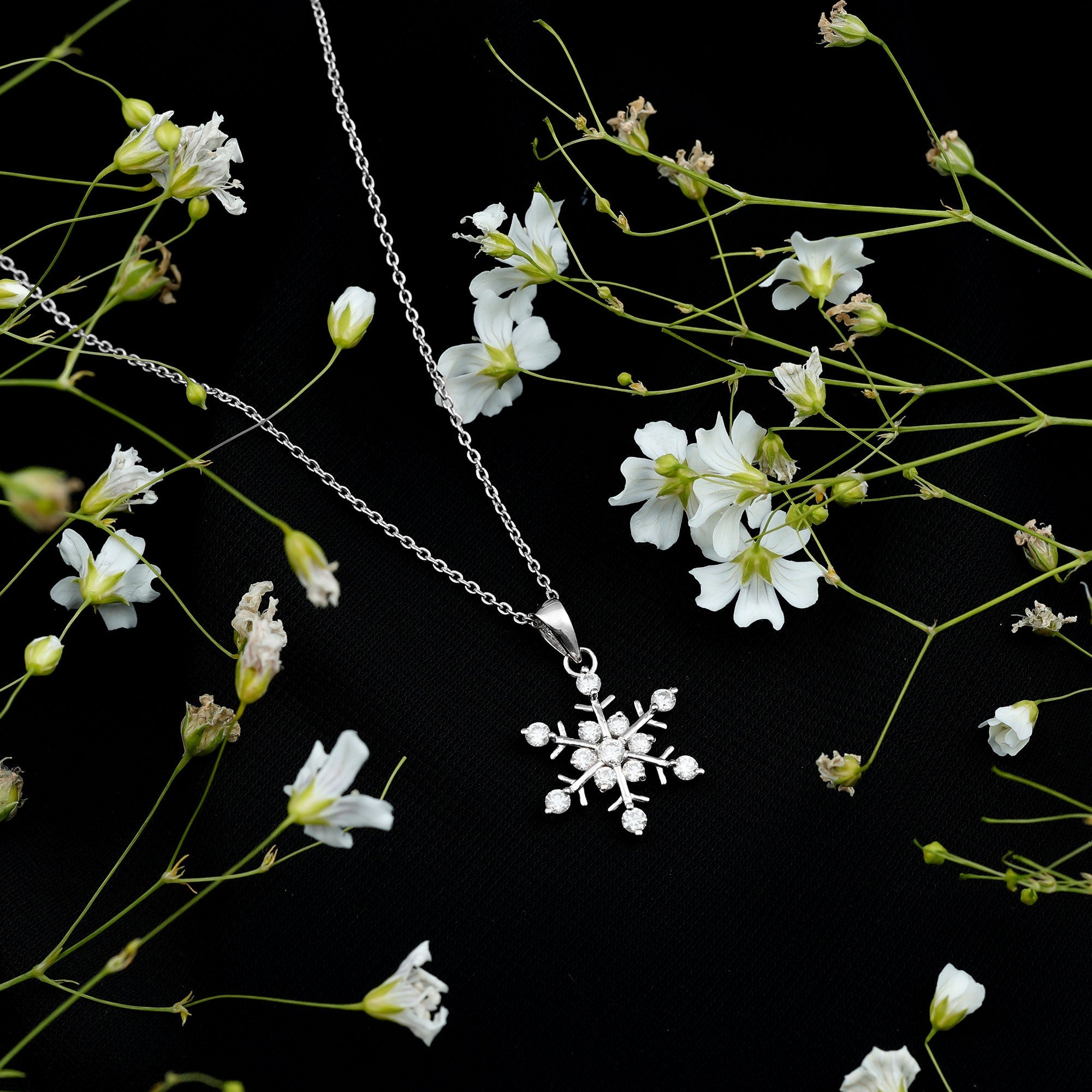 Certified Moissanite Snowflake Necklace Pendant for Women