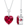 3.5 Carat Lab Grown Ruby Solitaire Heart Necklace