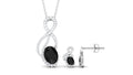 Natural Oval Black Onyx Diamond Infinity Jewelry Set with Certificate
