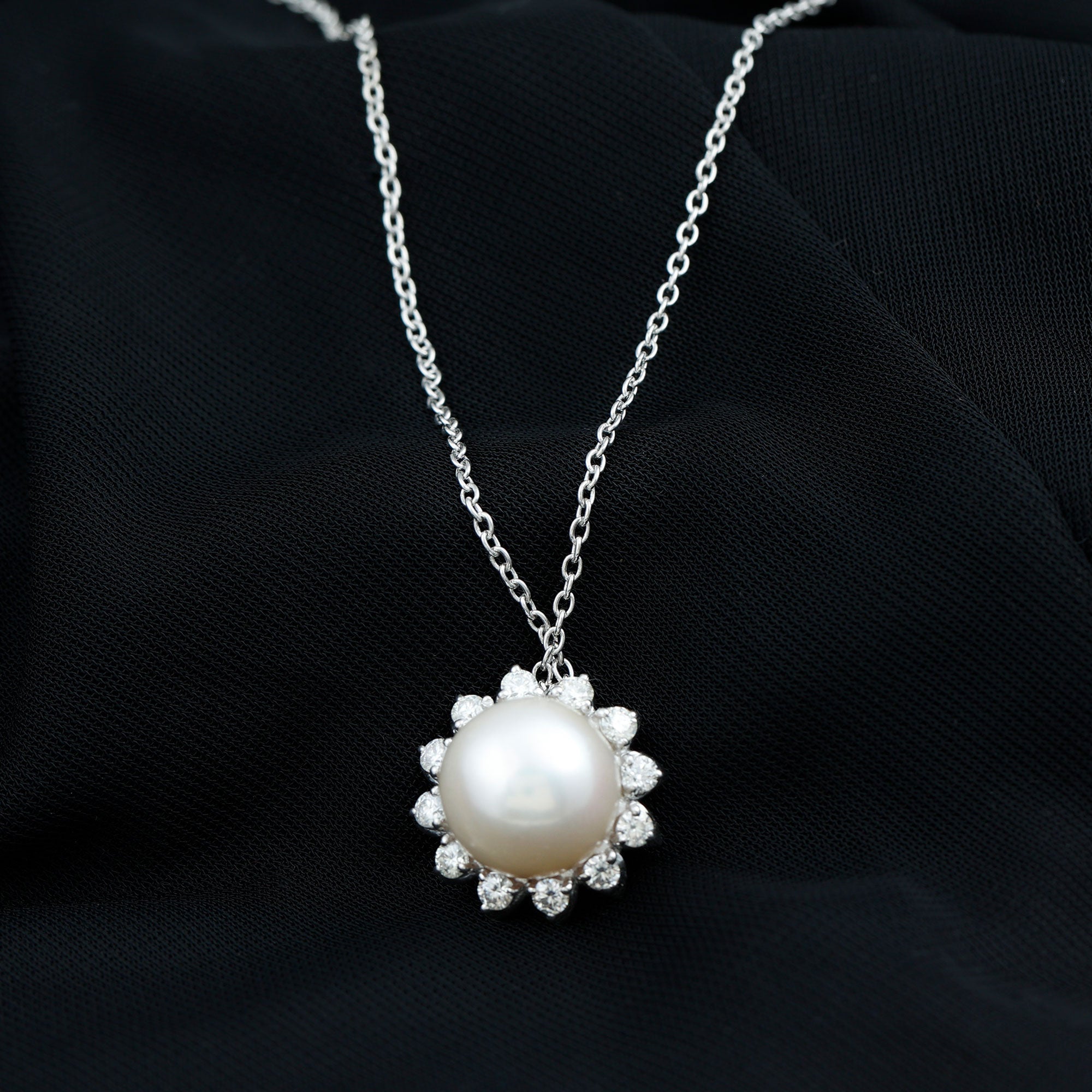 Natural 11 Carat Freshwater Pearl Flower Necklace in Silver