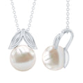 Freshwater Pearl Solitaire Pendant with Leaf
