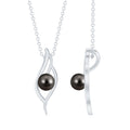8 Carat Solitaire Black Pearl Leaf Pendant Necklace