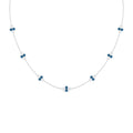 London Blue Topaz Station Chain Necklace with Moissanite