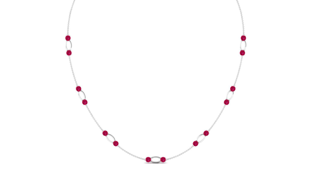 4.7 Carat Lab Created Ruby Contemporary Station Chain Necklace
