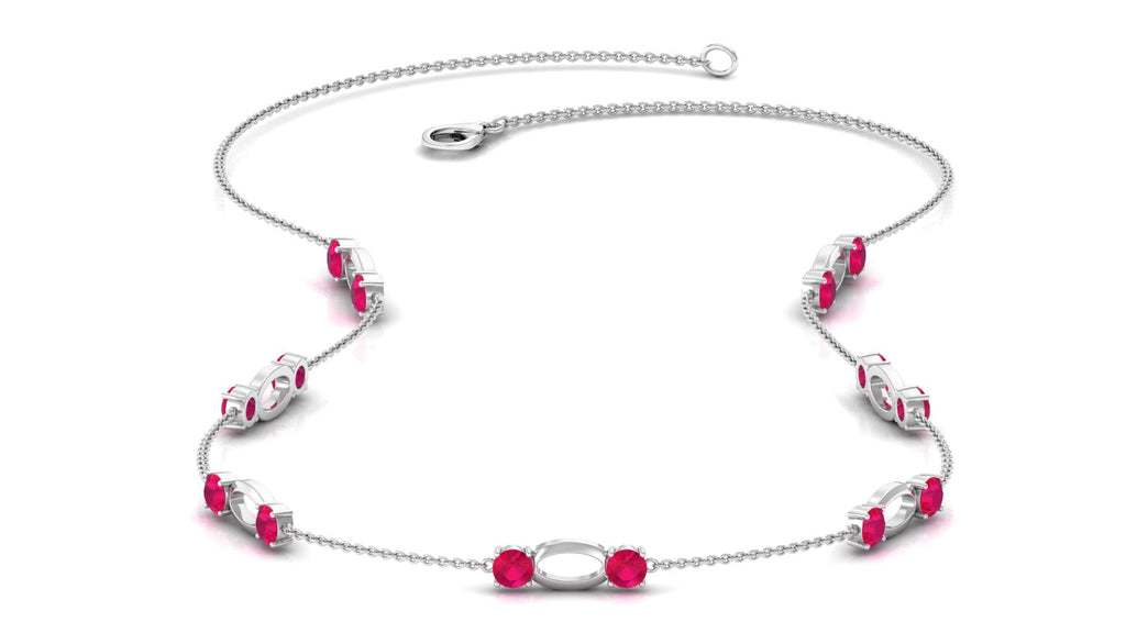 4.7 Carat Lab Created Ruby Contemporary Station Chain Necklace