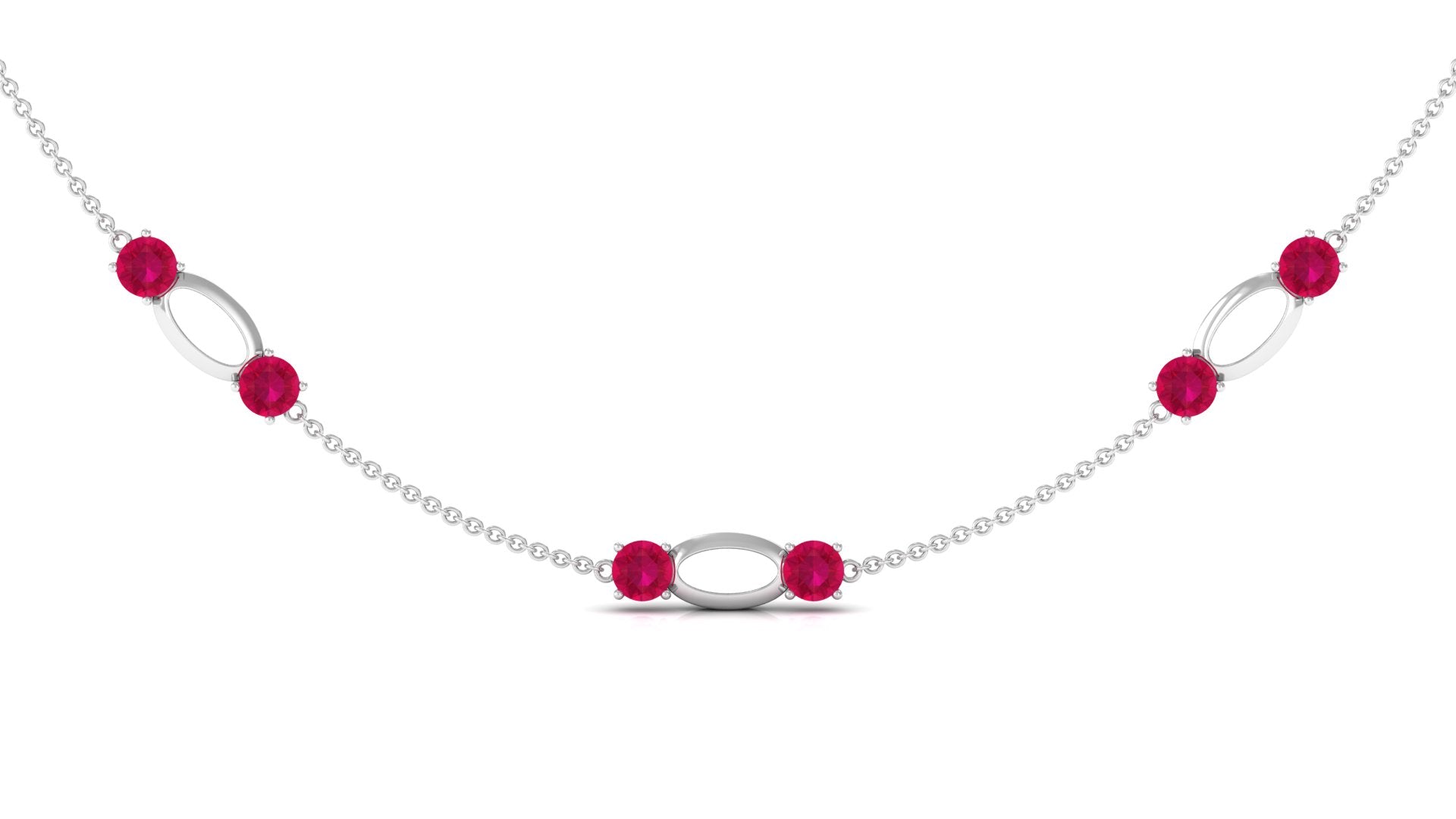 4.7 Carat Lab Created Ruby Contemporary Station Chain Necklace