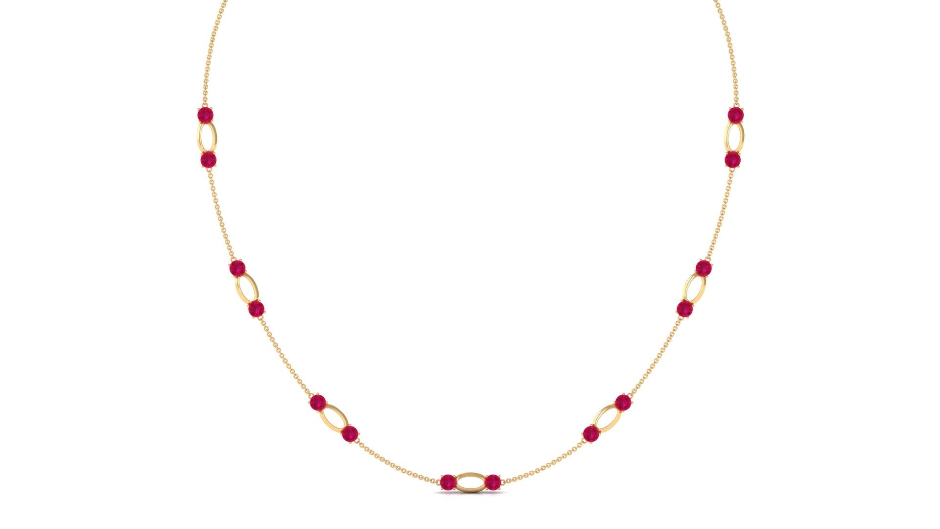 4.7 Carat Lab Created Ruby Contemporary Station Chain Necklace