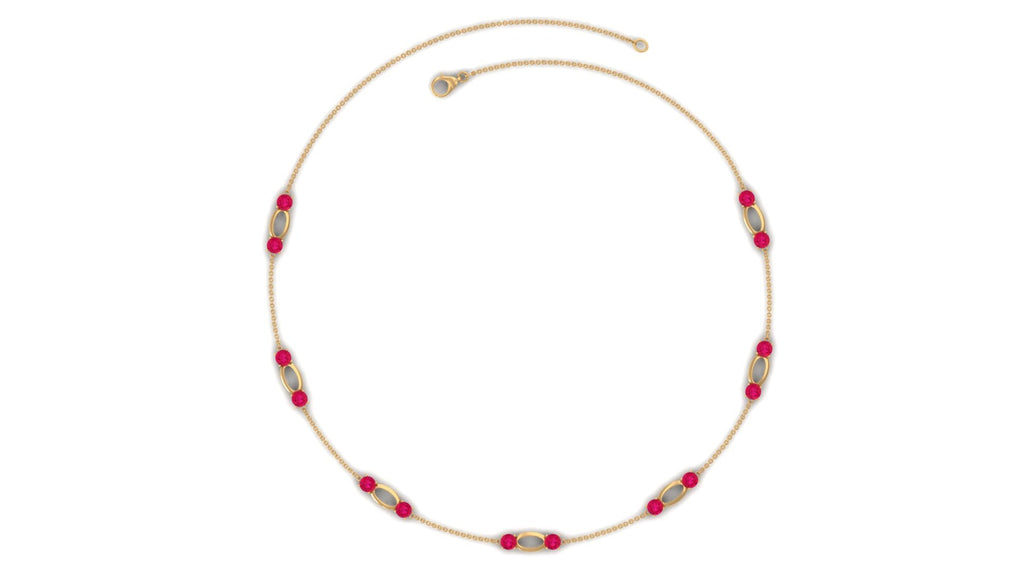 4.7 Carat Lab Created Ruby Contemporary Station Chain Necklace