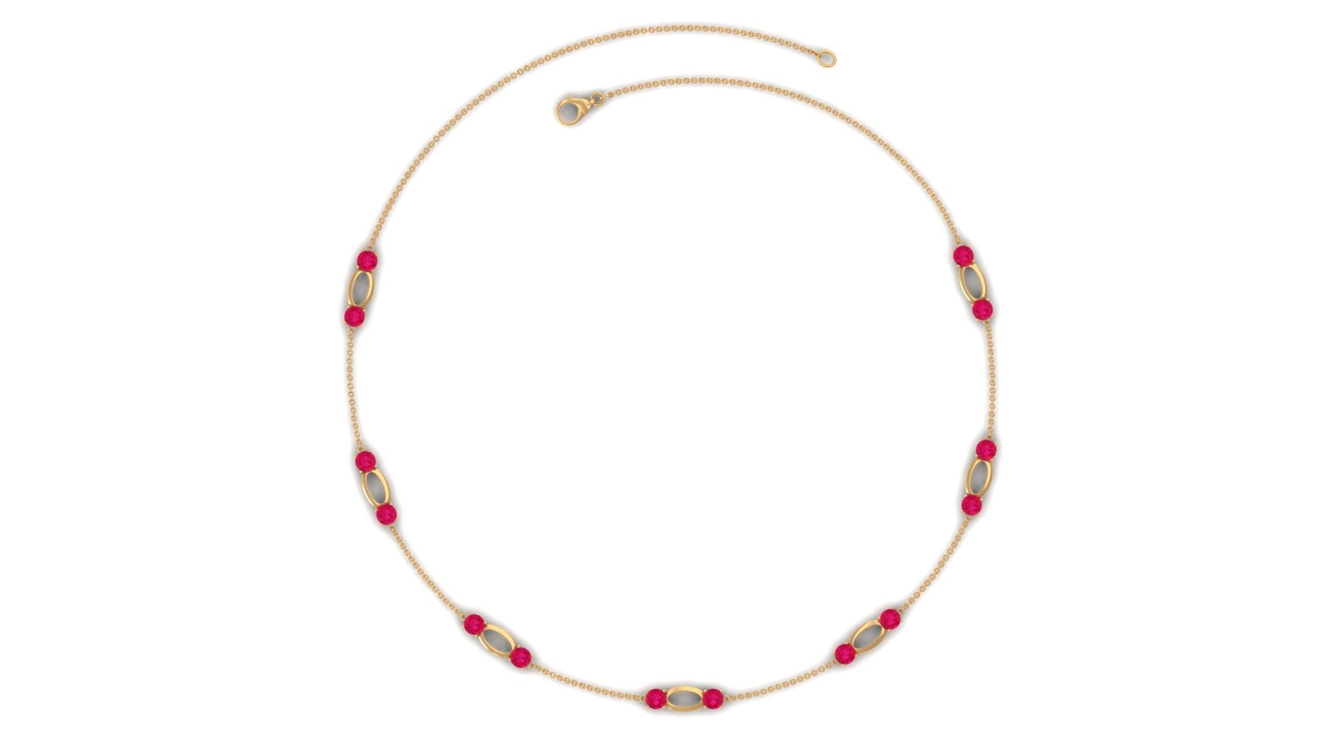 4.7 Carat Lab Created Ruby Contemporary Station Chain Necklace