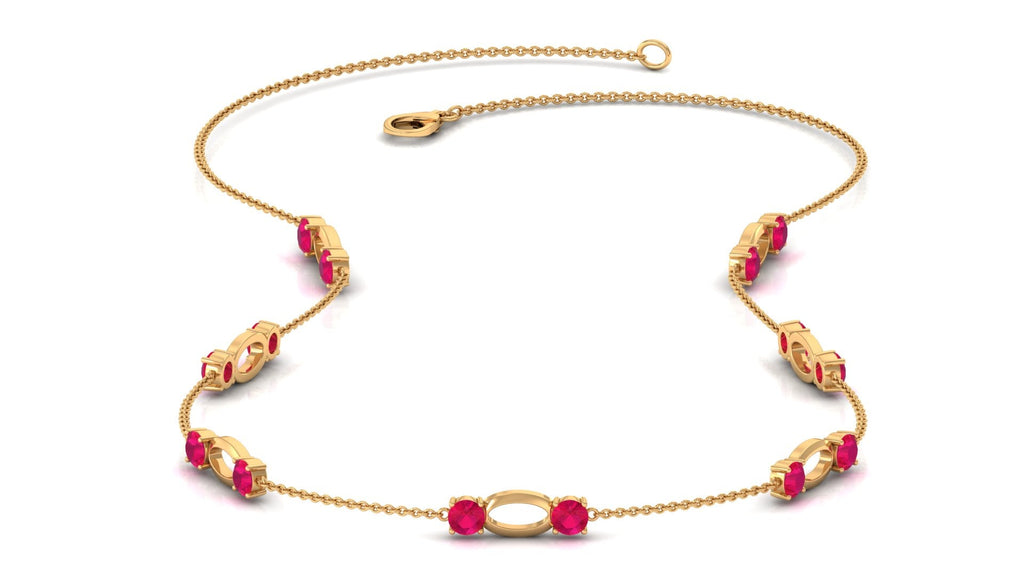 4.7 Carat Lab Created Ruby Contemporary Station Chain Necklace