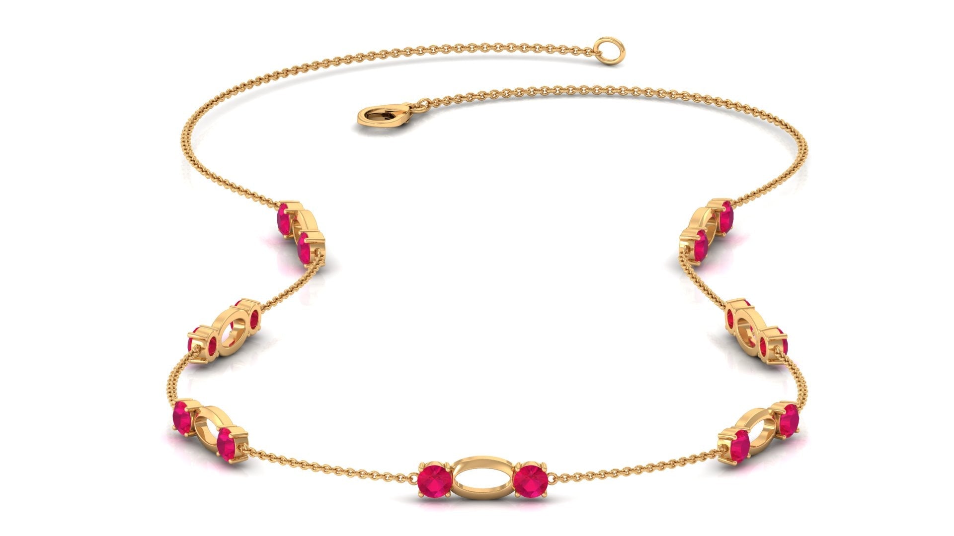 4.7 Carat Lab Created Ruby Contemporary Station Chain Necklace