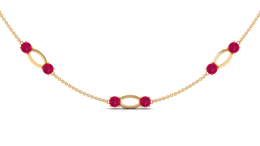 4.7 Carat Lab Created Ruby Contemporary Station Chain Necklace