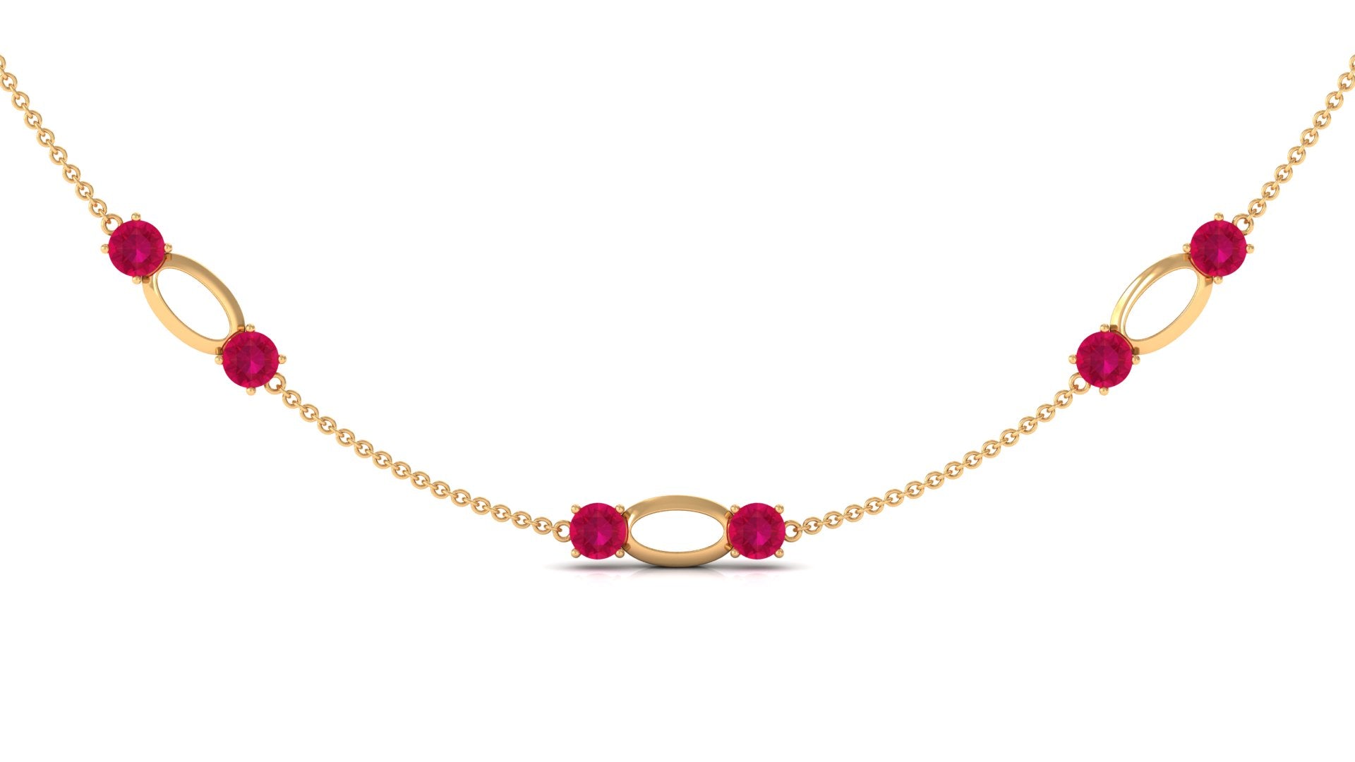 4.7 Carat Lab Created Ruby Contemporary Station Chain Necklace