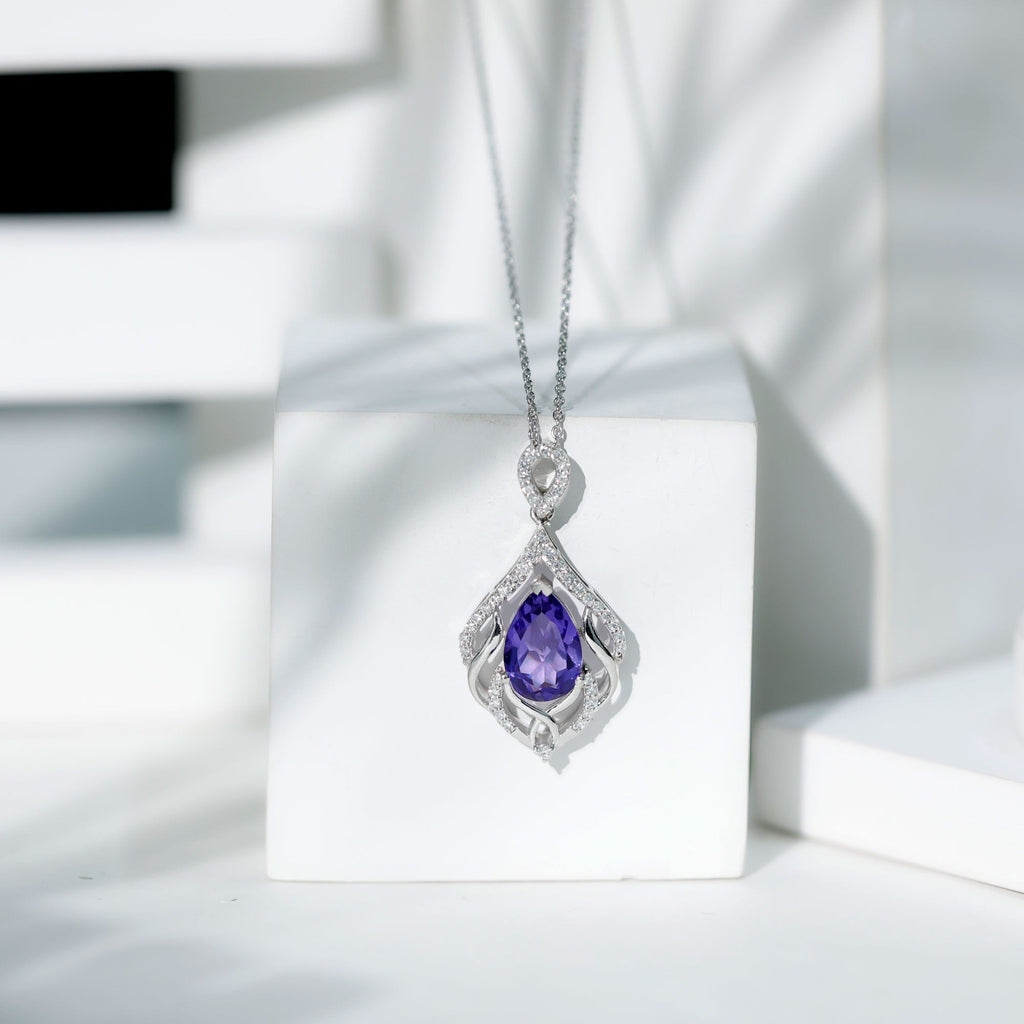 Lab Grown Blue Sapphire Designer Bridal Necklace with Diamond