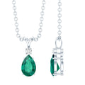 Certified 0.7 Carat Lab Grown Emerald Teardrop Necklace with Silver Chain