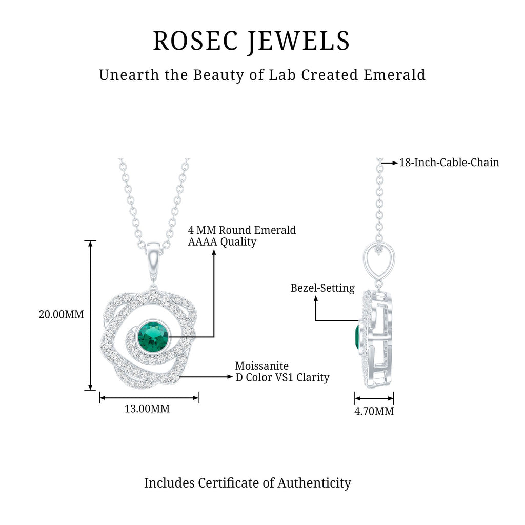 Certified Lab Grown Emerald Designer Necklace
