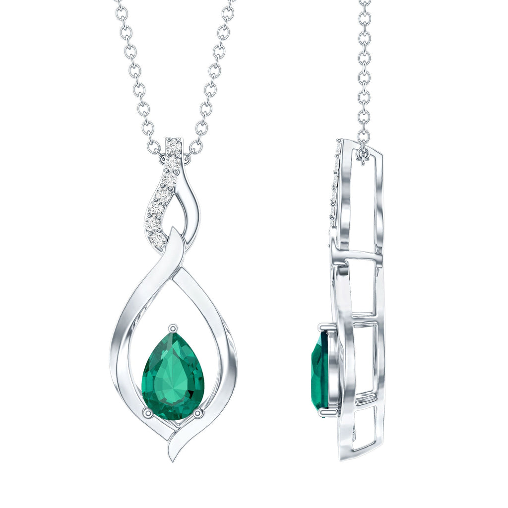 Lab Grown 0.7 Carat Emerald Infinity Drop Necklace with Silver Chain