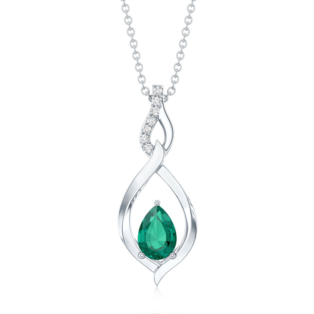 Lab Grown 0.7 Carat Emerald Infinity Drop Necklace with Silver Chain