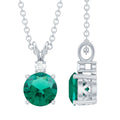 AAAA Quality Lab Grown Emerald Solitaire Necklace With Silver Chain