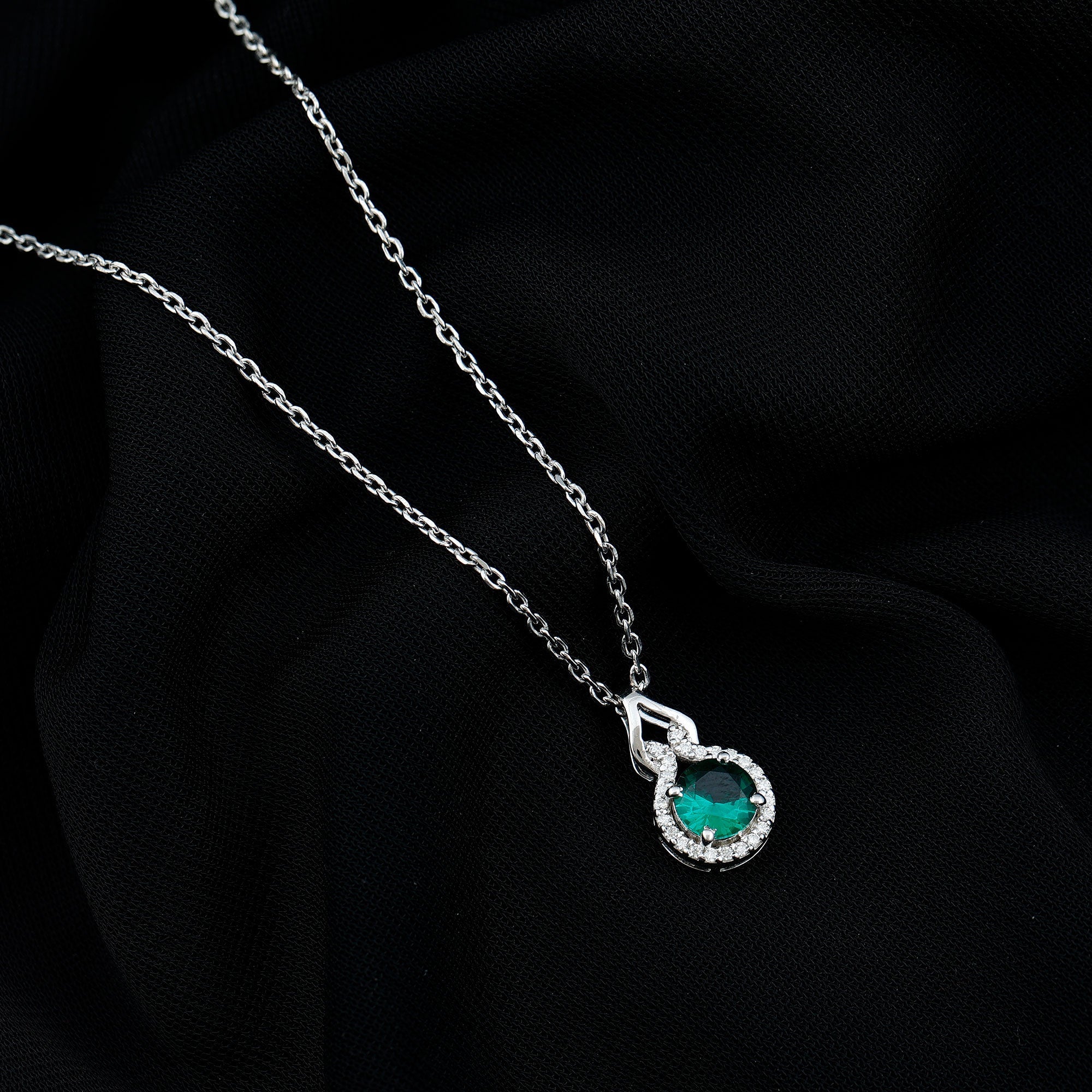 Certified 0.8 Carat Lab Grown Emerald Pendant Necklace with Moissanite Halo